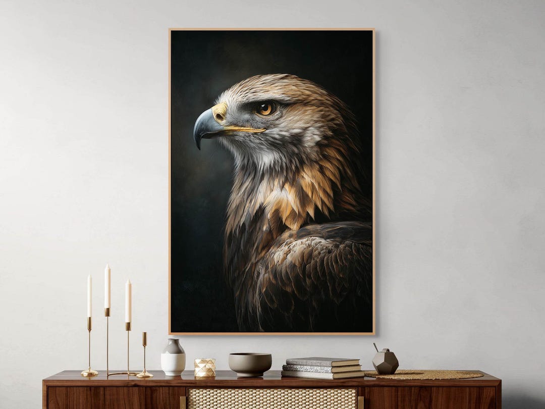 Golden Eagle Portrait Canvas Print - Majestic Bird Wall Art - Animal ...
