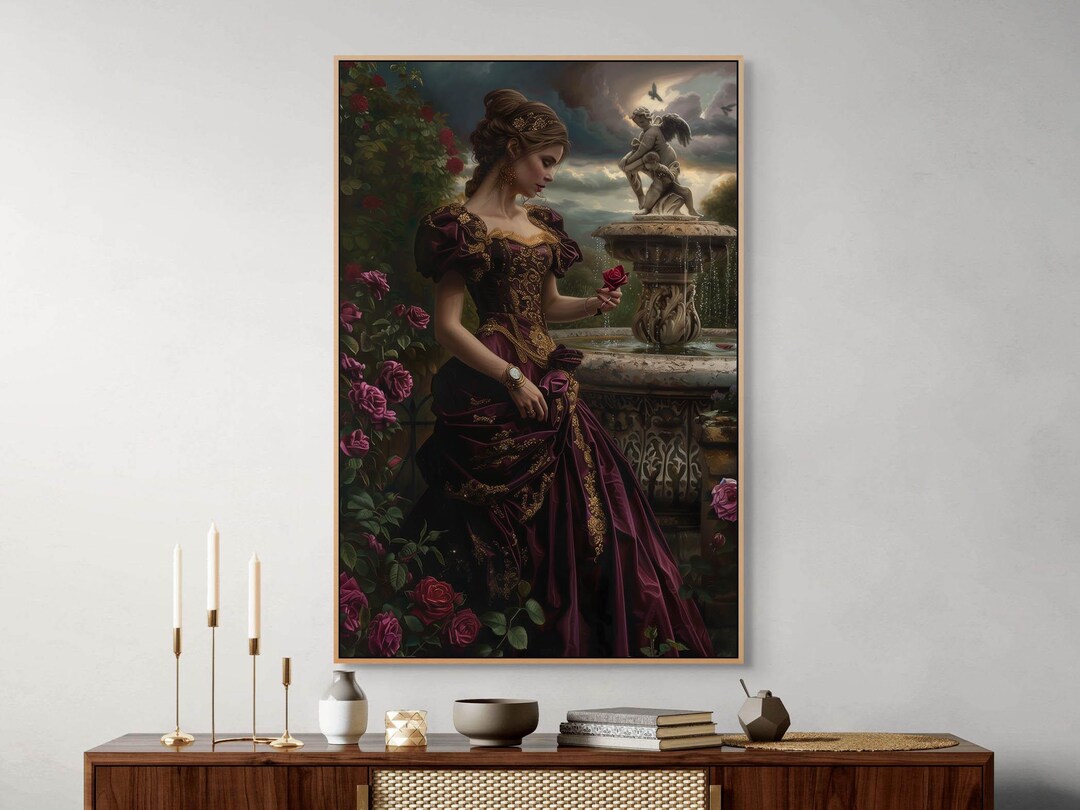 Victorian Rose Lady Canvas Wall Art : Elegant Garden Room Decor - Etsy