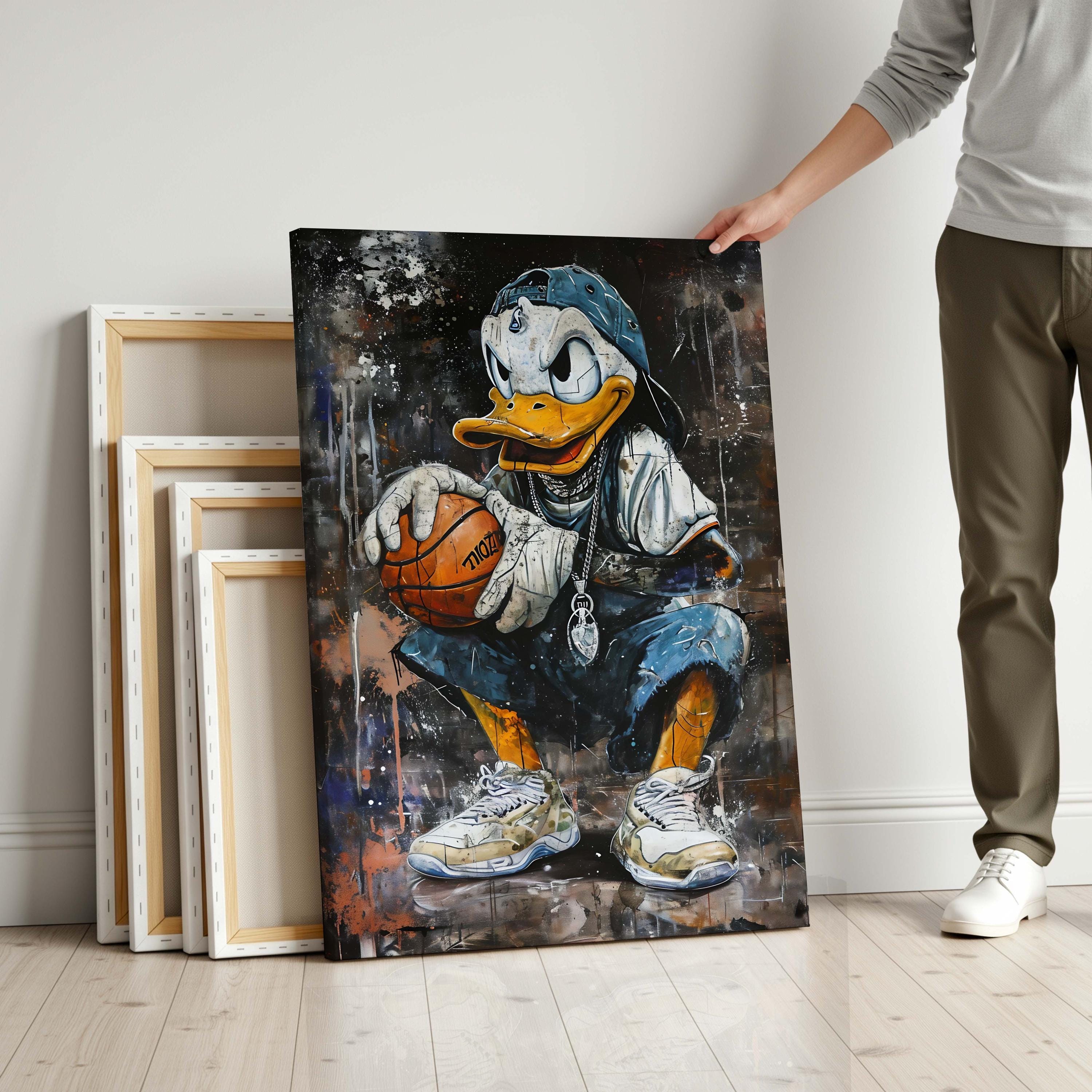ドナルドダック バスケットボール キャンバス ウォールアート