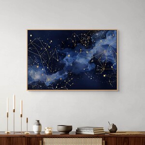 Golden Constellations Canvas Wall Art :  Spiritual Horoscope Print