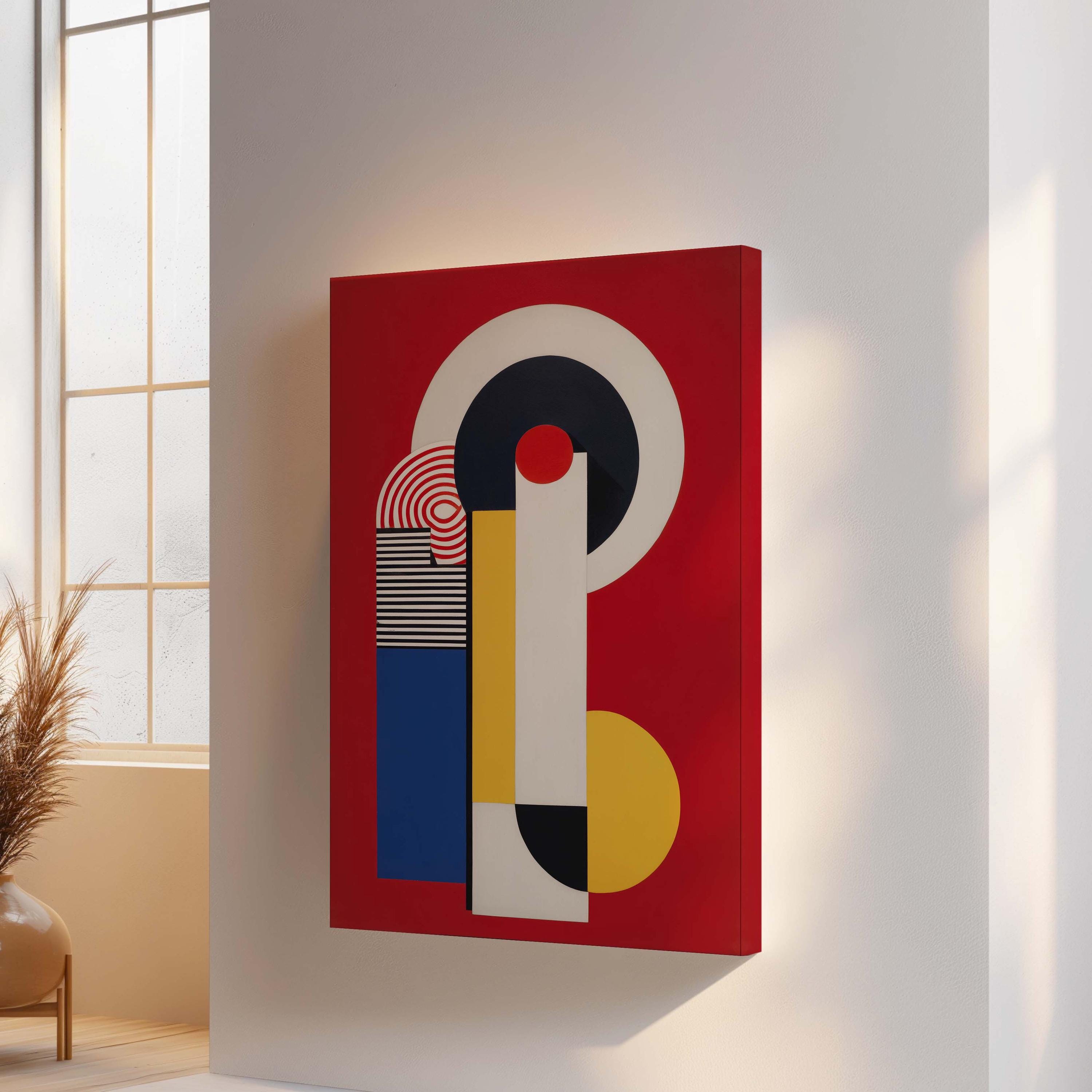Mid-century Bauhaus Canvas Print - Geometric Abstract Wall Art - Living ...