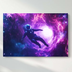 Astronaut Portal Leinwand Wandkunst, Kosmischer Raum Leinwanddruck, Galaxie Reise Leinwand Wanddekor, fertig zum Aufhängen