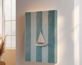 Sailboat Nautical Canvas Print - Coastal Ocean Wall Art - Sailor New Housewarming Gift Decor