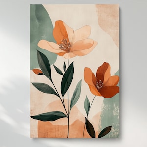 Jasmin Wandkunst, Floral Poster Druck, Botanische Dekoration für Schlafzimmer, Leinwanddruck im Boho-Stil, fertig zum Aufhängen