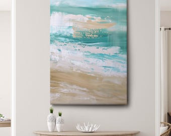 Abstract Ocean Canvas Print - Coastal Tropical Wall Art - Minimalist Beach House Decor