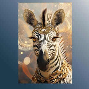 Regal Zebra with Golden Ornaments Canvas Wall Art