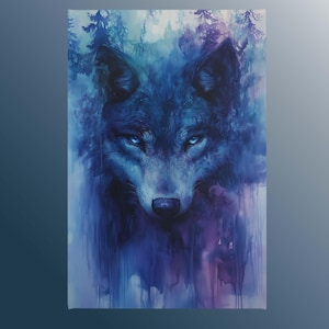 Blue Wolf Spirit Canvas Wall Art