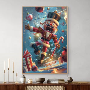 Funny Nutcracker Christmas Canvas Wall Art : Playful Holiday Room Decor