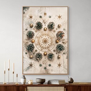 Canvas muurkunst dennenappel ster mandala: elegante kamerdecoraties