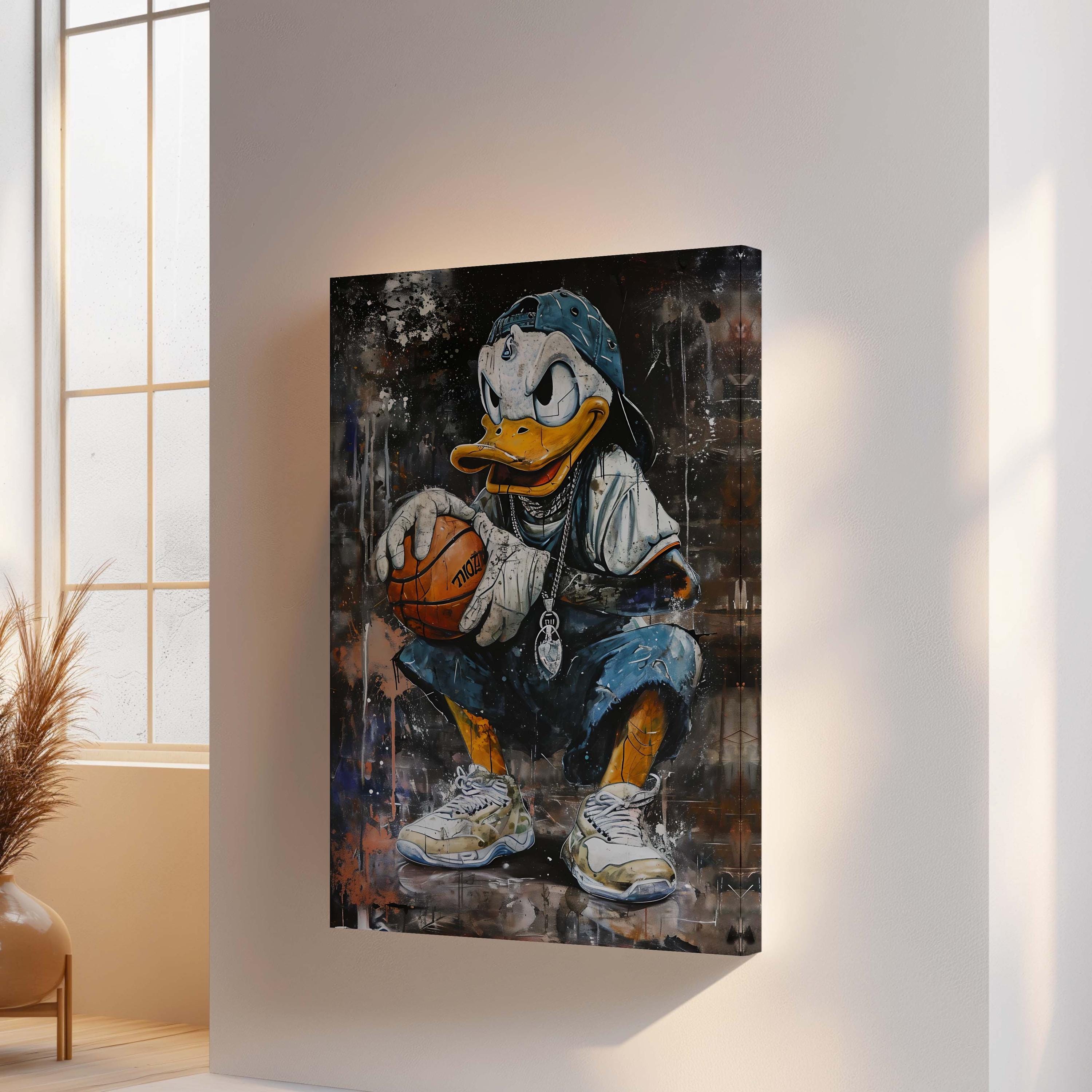 ドナルドダック バスケットボール キャンバス ウォールアート