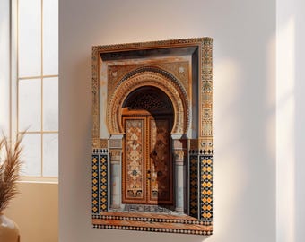 Moroccan Archway Canvas Wall Art : Ornate Doorway Print for Living Room Decor