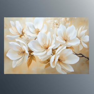 Canvas muurkunst witte magnoliabloem