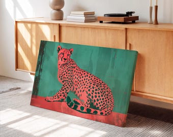 Pink Cheetah Canvas Wall Art – Modern Animal Artwork for Contemporary Home Decor