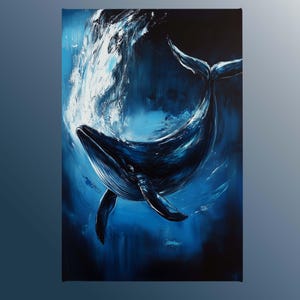 Blue Ocean Whale Canvas Wall Art