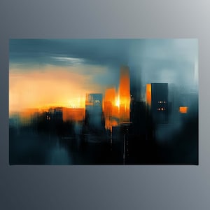 Abstract Sunset Cityscape Canvas Wall Art