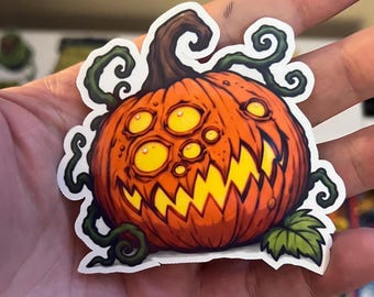2026 Freaky Pumpkins #1: Demonoid Pumpkinn | 3 Inch Laminated Halloween Sticker