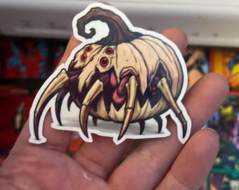 White Widow Crawler Pumpkin Sticker | 2026 Freaky Pumpkins #3 | Laminated Halloween Art
