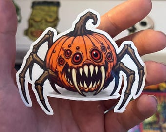Spectacular Spider-Pumpkin | 3 Inch Laminated Halloween Sticker | 2026 Freaky Pumpkins #7