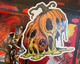 The Incredible Melting Pumpkin Sticker | Freaky Pumpkins 2026 #4 | 3 Inch Laminated Halloween Art