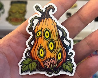 Gorgeous Gord the Freaky Gourd | 3 Inch Laminated Halloween Sticker | Freaky Pumpkins 2026 #5