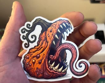 Chomper Pumpkin Monster Sticker | 2026 Freaky Pumpkins #8 | 3 Inch Laminated Halloween Art