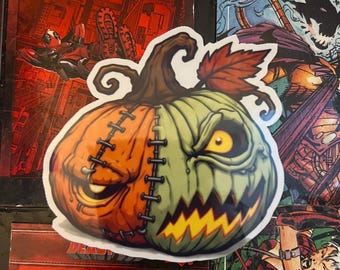 Tony Two Face Pumpkin Sticker | Freaky Pumpkins 2026 #10 | 3 Inch Laminated Halloween Art