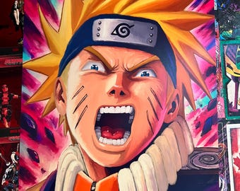 Naruto Yell Art Print – Anime Portrait, Matte or Semi-Gloss