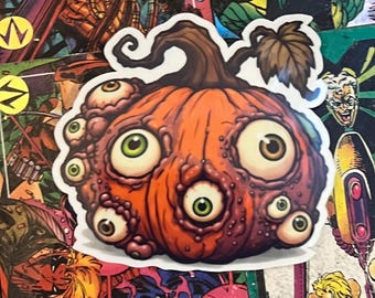 Eyeball Alice Pumpkin Sticker | Freaky Pumpkins 2026 #12 | 3 Inch Laminated Halloween Art