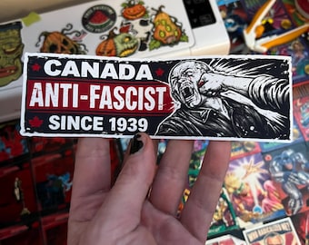 Canada Anti-Fascist Since 1939 Fridge Magnet – 6 Inch, Retro Comic Art