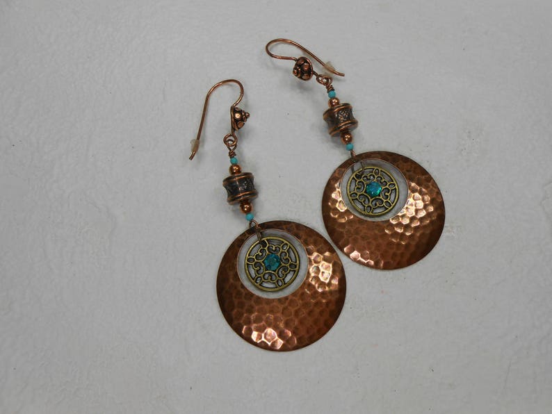 Copper Western Dangle Earrings Copper Statement Earrings Etsy
