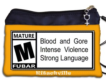 Mature Rating Period Bag, Funny Tampon Case, Video Game Rating Tampon Pouch, Hand Printed Period Humor, Gag Gift for Teens and Women