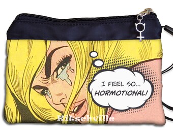 Funny Tampon Case, Geek Comic Book Period Bag, HORMOTIONAL Maxi Pad Pouch, Retro Tampon Holder, Gag Gift for Her, Funny Gift for Woman