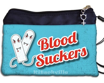 Blood Suckers Tampon Pouch, Funny Tampon Case, Zipper Tampon Bag, Period Bag for Pads, Hand Printed Tampon Holder, Gag Gift for Women Teens