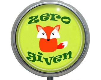 Funny Pill Case "Zero Fox Given" ~ Fun Pill Box, Medication Container, Pill Organizer ~ Adorably Rude Mini Stash Box