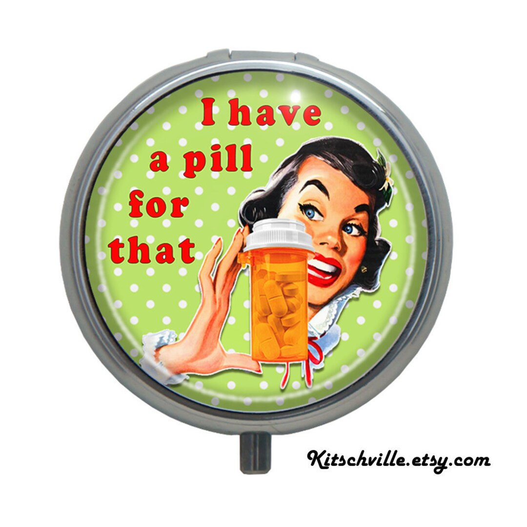 Funny Pill Box Case Retro Vintage FUN Medication Container Pill