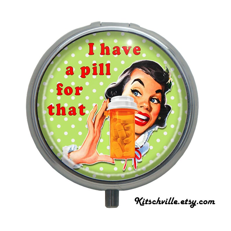 Funny Pill Box Case Retro Vintage FUN Medication Etsy
