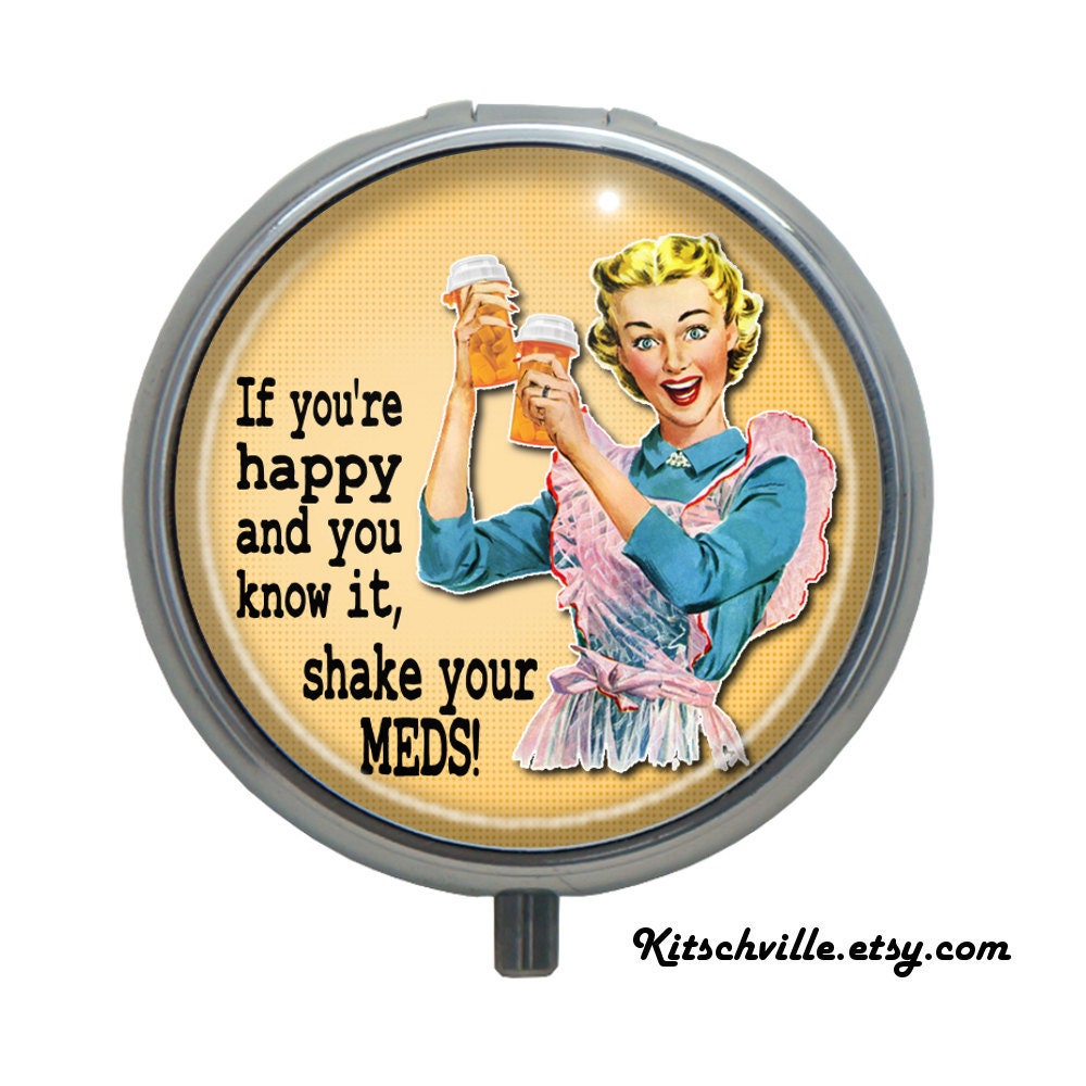 Funny Pill Case, Cute Novelty Pill Box, Metal Pill Box with Dividers,…