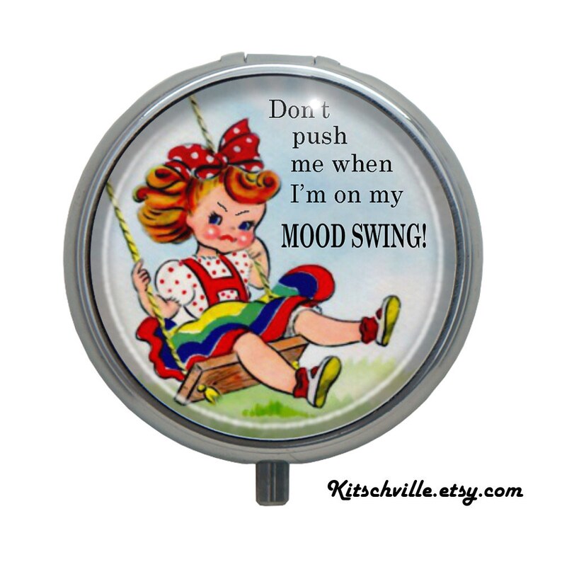 Funny Vintage Retro Mood Swing Pill Case Stash Box