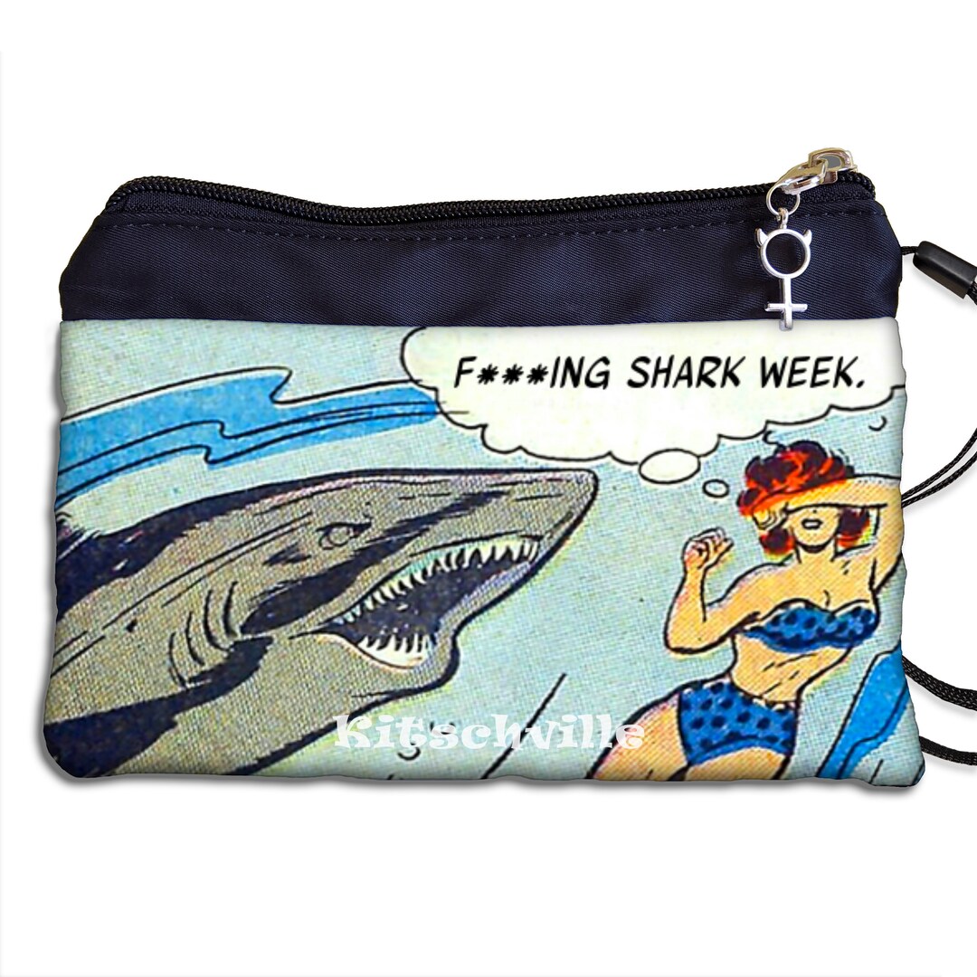 Shark Week Tampon Pouch, Funny Tampon Case, Zipper Tampon Bag, Period