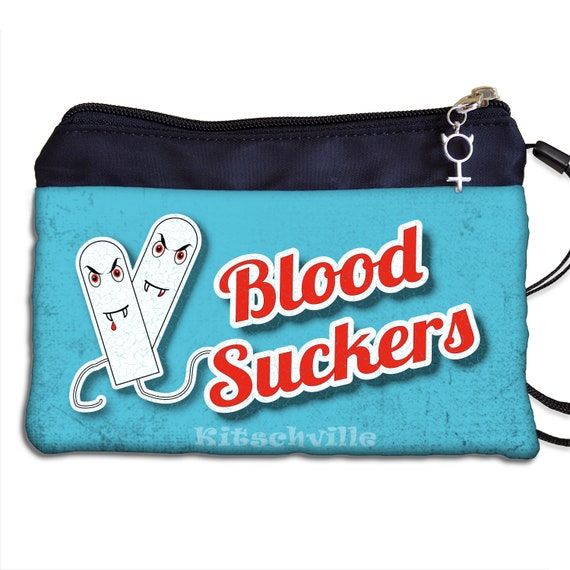 Blood Suckers Tampon Pouch, Funny Tampon Case, Zipper Tampon Bag, Period Bag  for Pads, Hand Printed Tampon Holder, Gag Gift for Women Teens 