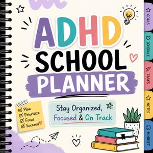 ADHD School Planner for Students | Academic Organizer and Daily Tracker | Homeschool | PDF