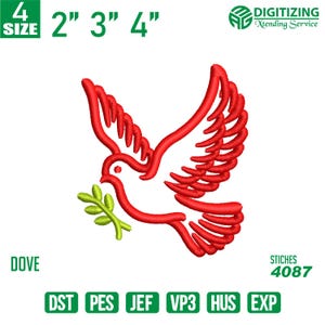 Borduurontwerp DUIK-LOGO – vredesduif met olijftak – inclusief 4 maten – digitale download (Dst, Pes, More)