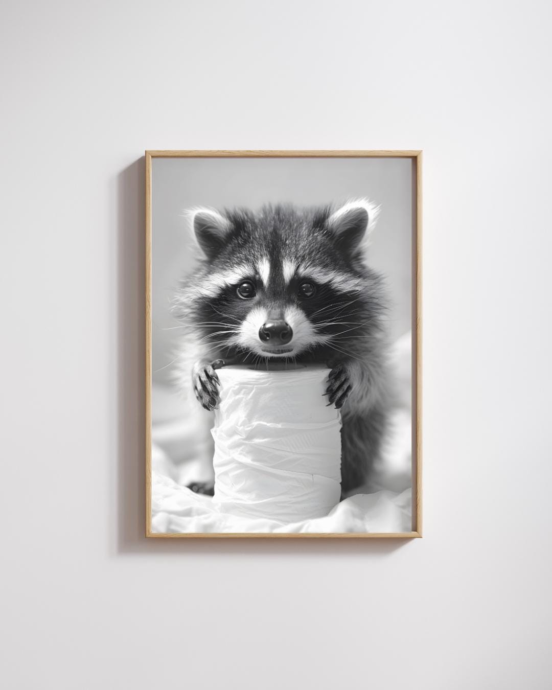 Funny Bathroom Wall Art, Raccoon Toilet Paper Print, Humorous Bathroom ...