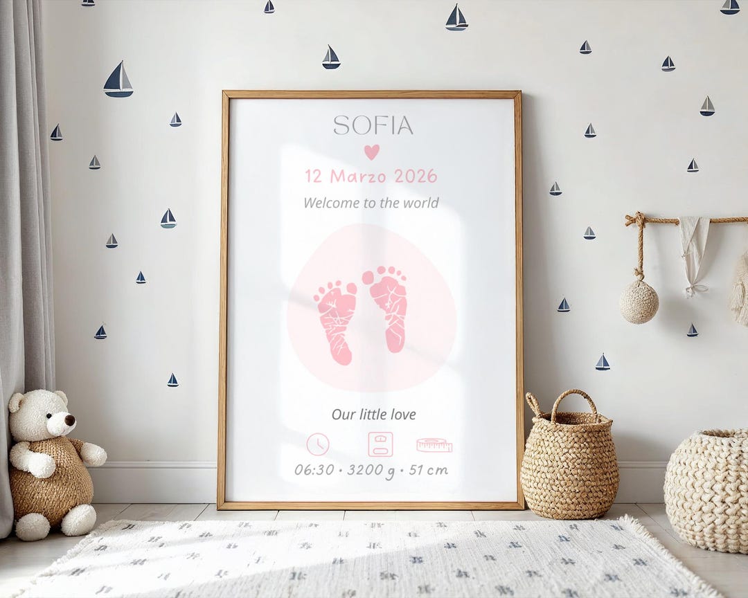 Personalized Birth Poster Baby Girl | Custom Baby Name Print | Newborn ...