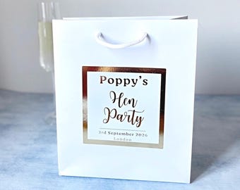 Personalised Hen Party Favour Bags with Gold Foil Stickers