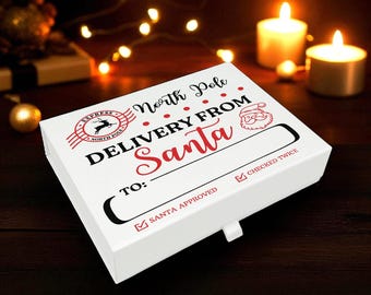 Personalised Santa Delivery Box | Delivery From Santa Christmas Gift Box | North Pole Gift Box | White Magnetic Xmas Box For Kids UK