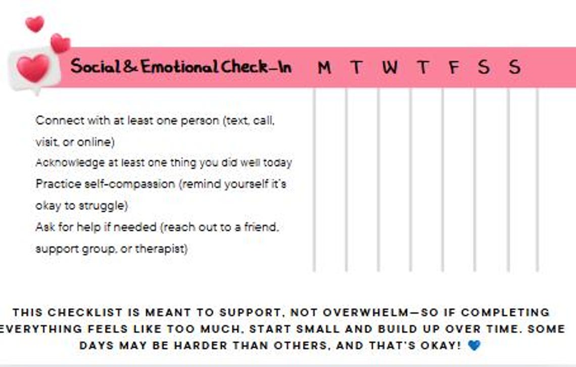 Daily Depression Checklist | Printable Mental Health Planner | Self ...