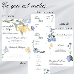 Ensemble créatif mariage : Faire-part, menu, place-personne, carte de remerciement