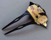 Japanese Black Floral Hair Comb