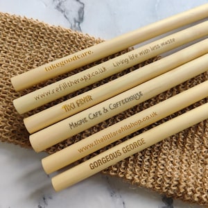 Bambusstrohhalm • Wiederverwendbarer Custom Branded Straw (Hochzeiten, Cafés, Restaurants, Events)